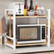 Lukzer 2-Tier Multipurpose Metal & Wood Kitchen Storage Rack (MKR-002/Oak Light with White)