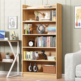 Lukzer Engineered Wood 6 Tier Bookcase Open Storage Cabinet (MR-007/Oak Light )