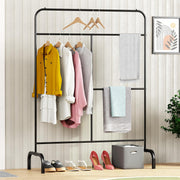 Lukzer Metal Garment Stand with Multi-Level Hanging Bars (MGS-005/Black)