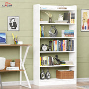 Lukzer Engineered Wood 6 Tier Bookcase Open Storage Cabinet (MR-007/White)