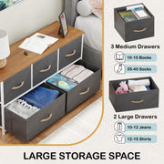 Lukzer 5-Drawer Fabric Storage Organizer for Closet (MMR-003/White & Oak Brown)