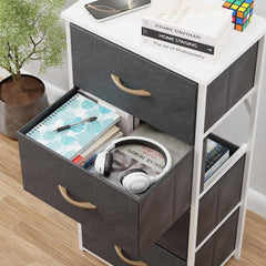 Lukzer 4-Drawer Fabric Storage Organizer for Closet (MMR-002/White & White)