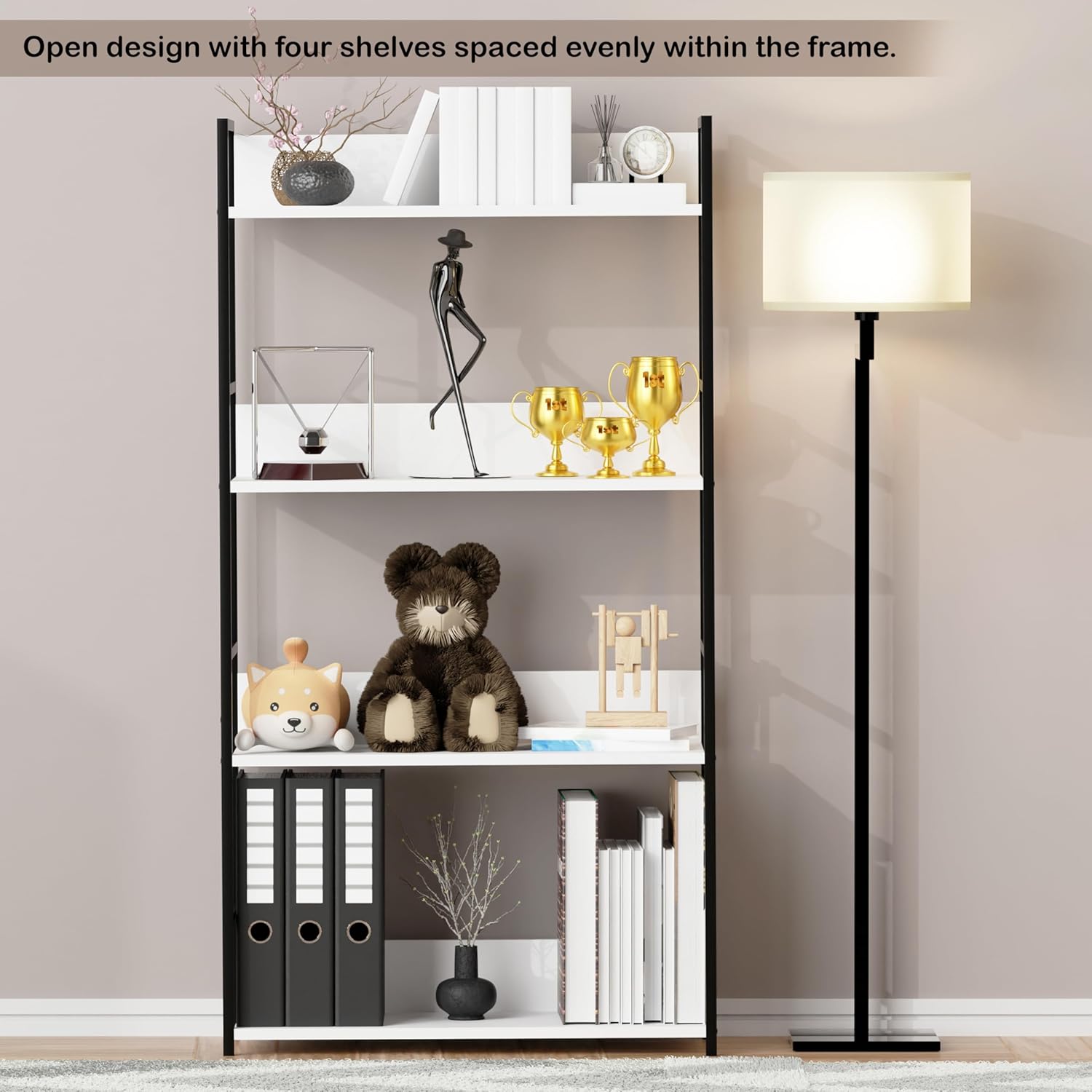 Lukzer 4-Layer Multipurpose Home Organiser Rack (MMR-001/White & Black)