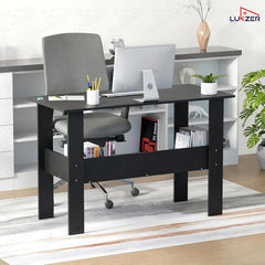 Lukzer Engineered Wood Modern Computer Desk with Bookshelf Study Table (ST-004/Black)