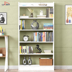 Lukzer Engineered Wood 6 Tier Bookcase Open Storage Cabinet (MR-007/White)