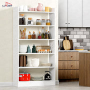 Lukzer Engineered Wood 6 Tier Bookcase Open Storage Cabinet (MR-007/White)