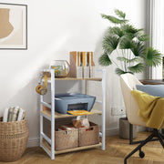 Lukzer 3-Tier Multipurpose Metal & Wood Kitchen Storage Rack (MKR-003/Oak Light with White)