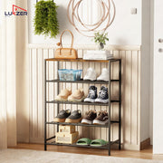 Lukzer 4-tier Metal & Wooden Multipurpose Storage Organiser Rack (Black)