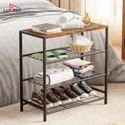 Lukzer 3-tier Metal & Wooden Multipurpose Storage Organiser Rack (Black)