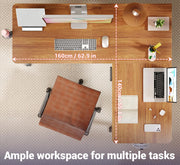 Lukzer Electric Height Adjustable Desk with USB & Type-C Study Table (EST-001/UC-Black & Oak Brown)