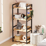 Lukzer 4-Tier Multipurpose Metal & Wood Kitchen Storage Rack (MKR-004/Oak Light with Black)