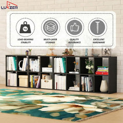 Lukzer 8 Cube Shelf Engineered Wood Bookshelf Storage Organizer (MR-009/Black)