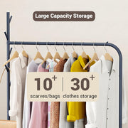 Lukzer Metal Garment Rack with Wheels & Double Bottom Storage Shelves (MGR-006/Deep Sea)