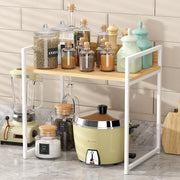 Lukzer 1-Tier Multipurpose Metal & Wood Kitchen Storage Rack (MKR-001/Oak Light with White)