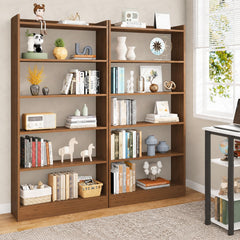 Lukzer Engineered Wood 6 Tier Bookcase Open Storage Cabinet (MR-007/Oak Brown)