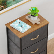 Lukzer 4-Drawer Fabric Storage Organizer for Closet (MMR-002/Black & Oak Brown)