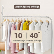 Lukzer Single Pole Portable Metal Garment Rack with 2 Bottom Shelves (MGR-008/Grey)