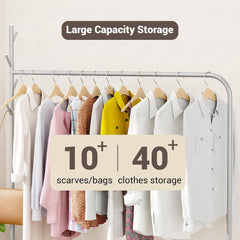 Lukzer Single Pole Portable Metal Garment Rack with 2 Bottom Shelves (MGR-008/Grey)