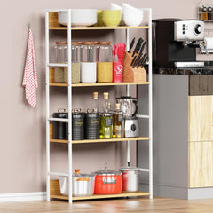 Lukzer 4-Layer Multipurpose Home Organiser Rack (MMR-001/White & Oak Light)