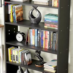 Lukzer Engineered Wood 6 Tier Bookcase Open Storage Cabinet (MR-007/Black)