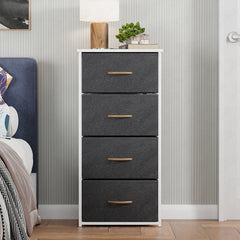 Lukzer 4-Drawer Fabric Storage Organizer for Closet (MMR-002/White & White)