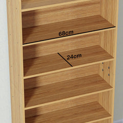 Lukzer Engineered Wood 6 Tier Bookcase Open Storage Cabinet (MR-007/Oak Light )