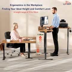Lukzer L-Shape Electric Height Adjustable Study Desk (EST-001/Black & Oak Brown) 3-Years Warranty