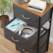 Lukzer 4-Drawer Fabric Storage Organizer for Closet (MMR-002/Black & Oak Brown)