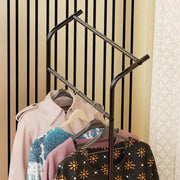 Curve Design Double Pole Garment Rack | (Black/160x63x43.5cms)