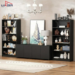 Lukzer Engineered Wood 6 Tier Bookcase Open Bookshelf & Display Rack (MR-032/Black)