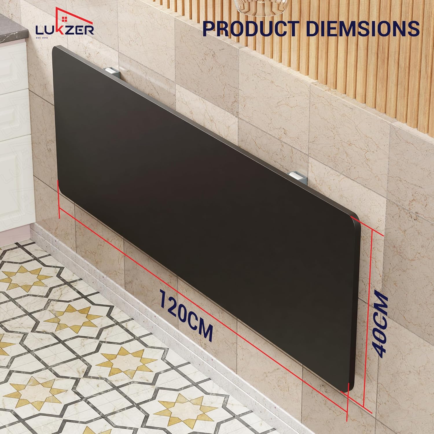 Lukzer Multi-purpose Engineered Wood Wall Mounted Foldable Rack Table (MT-001/Black)