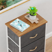 Lukzer 4-Drawer Fabric Storage Organizer for Closet (MMR-002/White & Oak Brown)