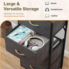 Lukzer 4-Drawer Fabric Storage Organizer for Closet (MMR-002/Black & Wenge)