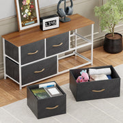 Lukzer 5-Drawer Fabric Storage Organizer for Closet (MMR-003/White & Oak Brown)