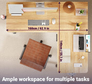 Lukzer L-Shape Electric Height Adjustable Study Desk (EST-001/Black & Oak Light)