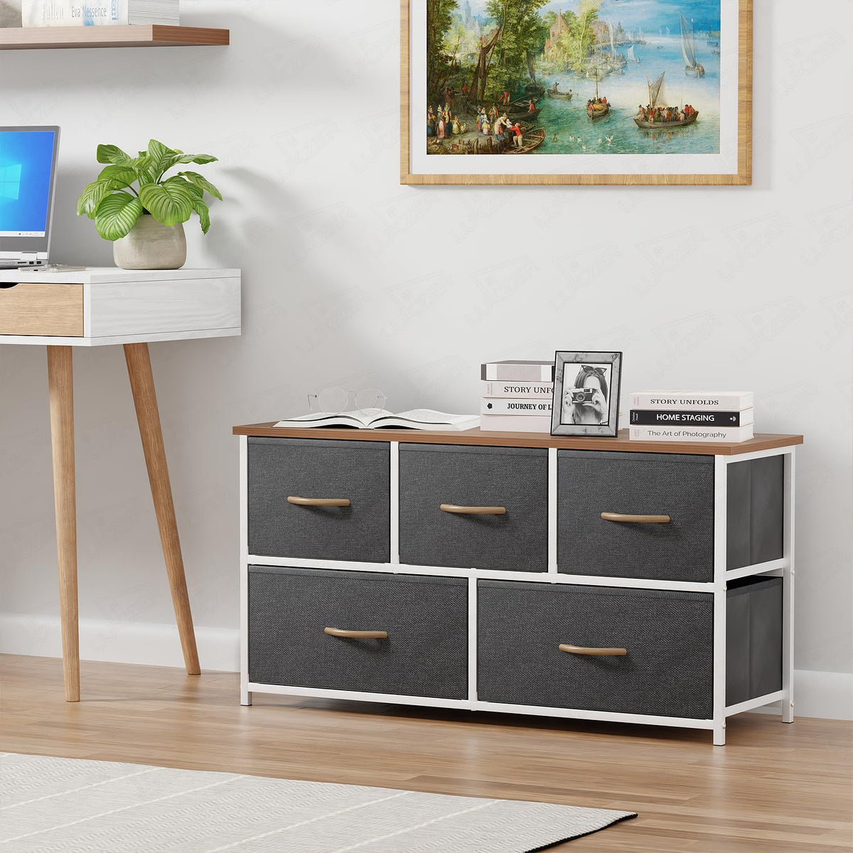White with Oak Brown