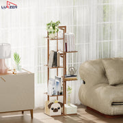 Lukzer 5-Tier Bamboo Plant Stand | Indoor Outdoor Tiered Plant Shelf Organizer