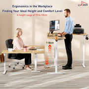 Lukzer L-Shape Electric Height Adjustable Study Desk (EST-001/White & Oak Light)