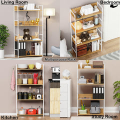 Lukzer 4-Layer Multipurpose Home Organiser Rack (MMR-001/White & Oak Light)
