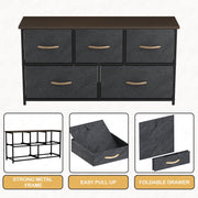 Lukzer 5-Drawer Fabric Storage Organizer for Closet (MMR-003/Black & Wenge)