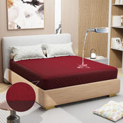 Lukzer Terry Cotton Waterproof Mattress Protector Maroon (MTP-MAR-001)