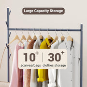 Lukzer Heavy-Duty Portable Metal Clothes Rack with Double Rod & Bottom Shelf (MGR-002/Deep Sea)