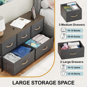 Lukzer 5-Drawer Fabric Storage Organizer for Closet (MMR-003/Black & Wenge)