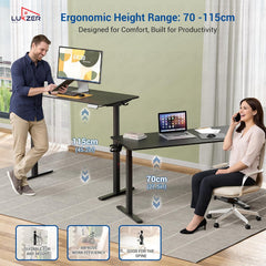 Lukzer Dual Motor Electric Height Adjustable Desk Memory Controller Standing Table EST-002/Black & Black)