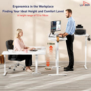 Lukzer L-Shape Electric Height Adjustable Study Desk (EST-001/White & White)