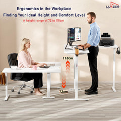 Lukzer L-Shape Electric Height Adjustable Study Desk (EST-001/White & White) 3-Years Warranty