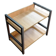 Lukzer 2-Tier Multipurpose Metal & Wood Kitchen Storage Rack (MKR-002/Oak Light with Black)