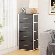 Lukzer 4-Drawer Fabric Storage Organizer for Closet (MMR-002/White & Oak Brown)