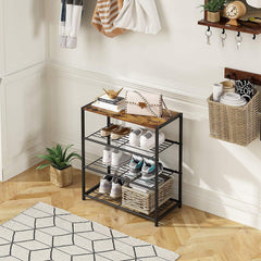 Lukzer 3-tier Metal & Wooden Multipurpose Storage Organiser Rack (Black)