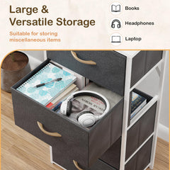 Lukzer 4-Drawer Fabric Storage Organizer for Closet (MMR-002/White & White)